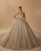 CELESTIA | Sparkly Beaded Rhinestone V-Neck Spaghetti Strap Wedding Dress Bridal Gown