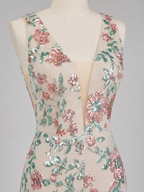 ROSALIND | Blush Floral Sequin Deep V Mermaid Evening Gown