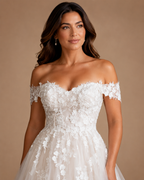 AZELORIA | Plus Size Off-the-Shoulder Lace A-Line Wedding Dress
