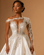 LELIANA | Beaded Long Sleeve Princess Ball Gown Wedding Dress Bridal Gown