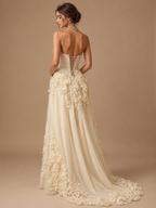MARIELLE | Yellow Strapless Sequin Appliqué Floor-Length Evening Gown