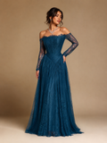 CELESTE | Navy Blue Sequin Sweetheart Prom Gown with Detachable Cape