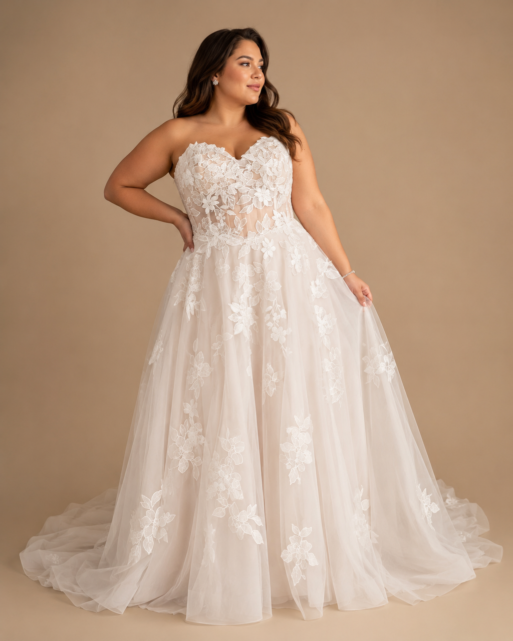 ELVANORA | Floral Lace Corset A-Line Wedding Dress