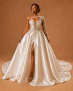 LELIANA | Beaded Long Sleeve Princess Ball Gown Wedding Dress Bridal Gown