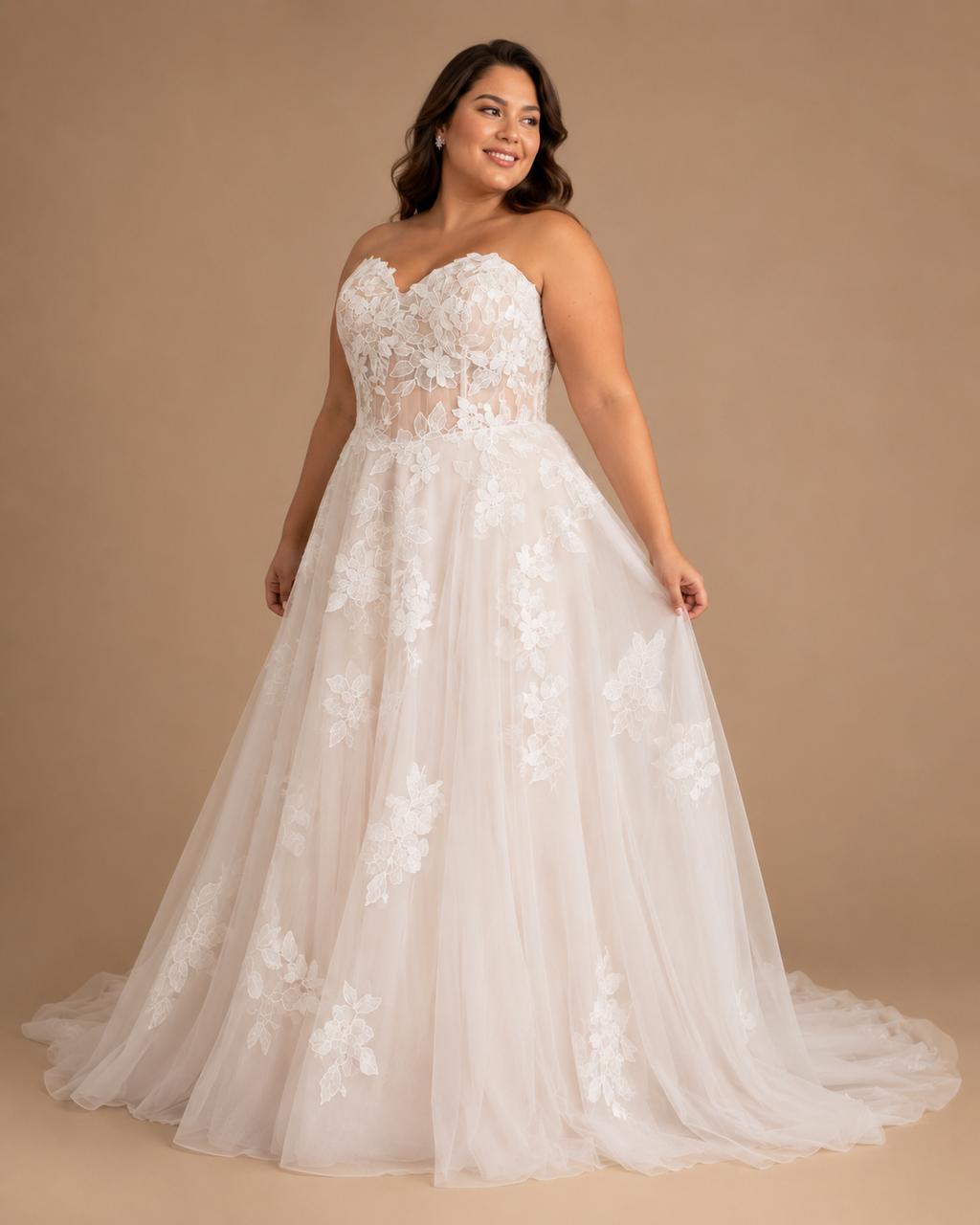 ELVANORA | Floral Lace Corset A-Line Wedding Dress