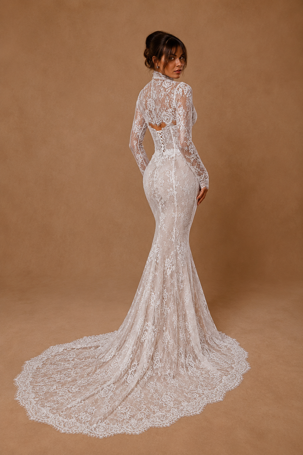 SERAPHINE | High-Neck Long Sleeve Lace Mermaid Couture Wedding Gown