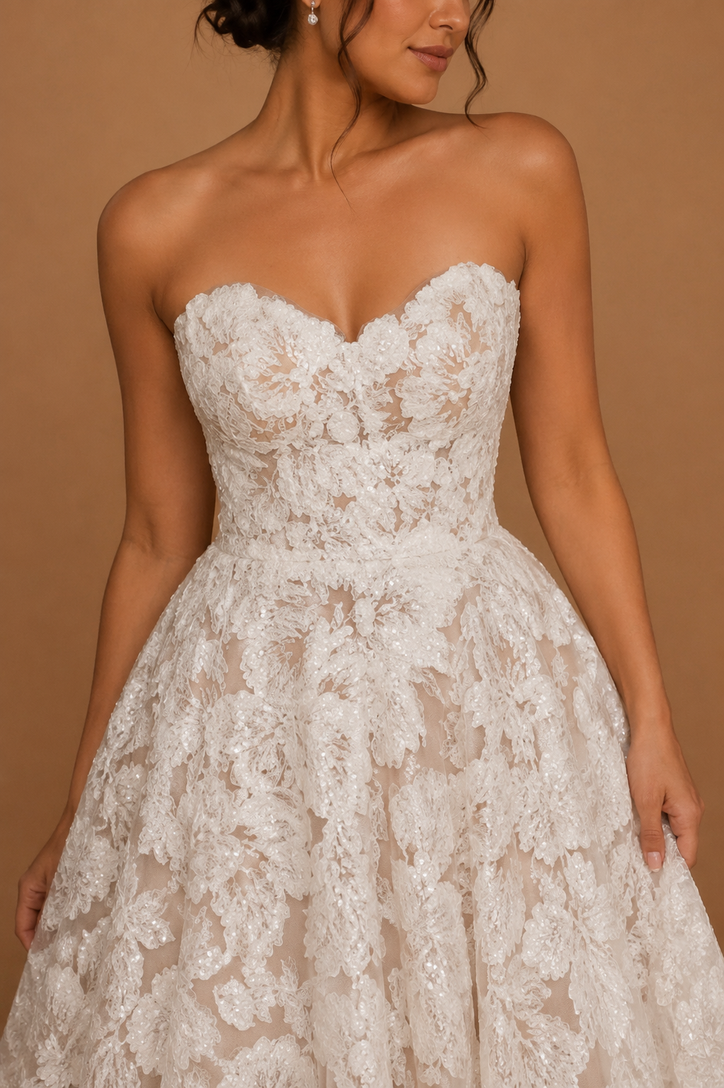 ELYSIEN | Strapless Floral Lace Sparkle Couture Ball Gown