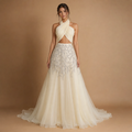 SERAPHINA | Ivory Draped Beaded A-Line Gown