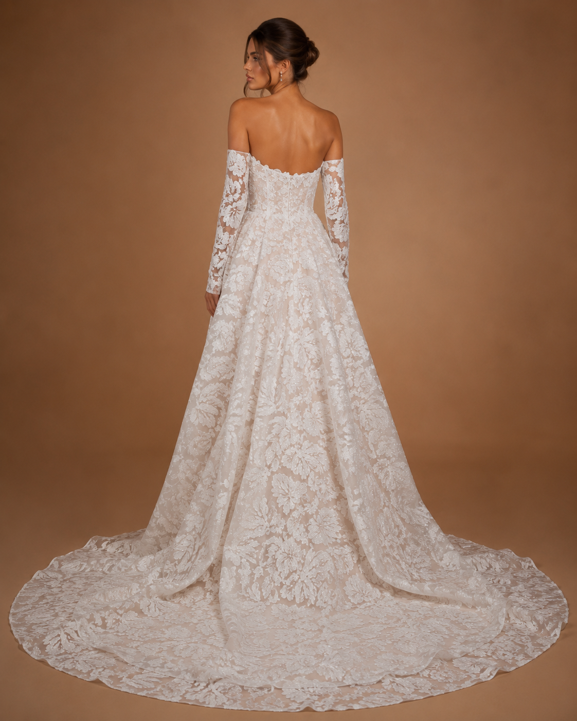 VALERIS | Off-Shoulder Floral Lace Sparkle Couture Wedding Gown