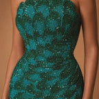 ELARA | Strapless Sequin Floral Mermaid Evening Gown