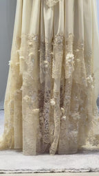 MARIELLE | Yellow Strapless Sequin Appliqué Floor-Length Evening Gown